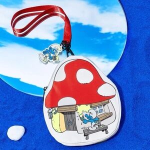 NWT✨ Smurfs Mushroom House Coin Purse Wristlet Pouch